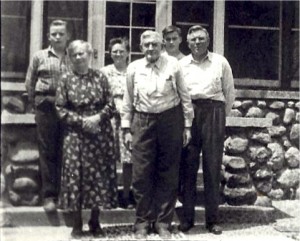 The Whitmer family gave us our private park and started our organization. Annie and Albert Whitmer, with Claude Whitmer's family behind them: Kenneth, Jessie, Hugh and Claude.